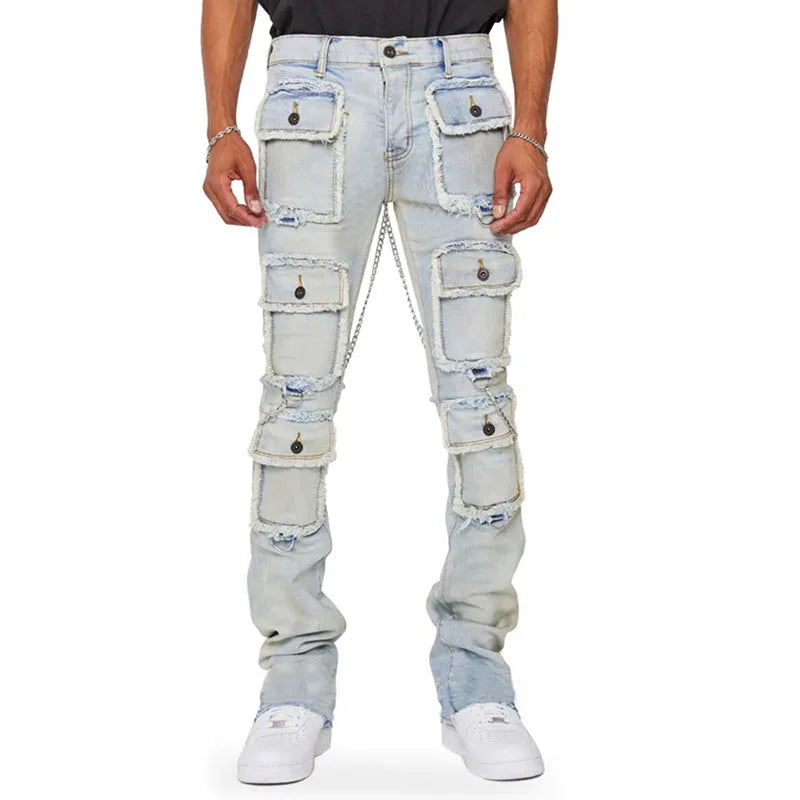 FAFWYP Men's Stretch Cargo Pants Slim Fit with 6 Pockets